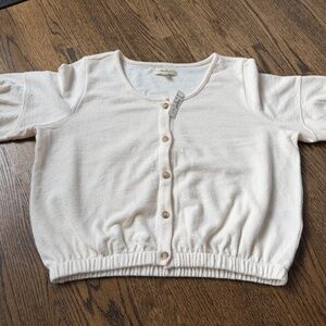 Madewell NWT Cream Elastic Waist Button Down Top